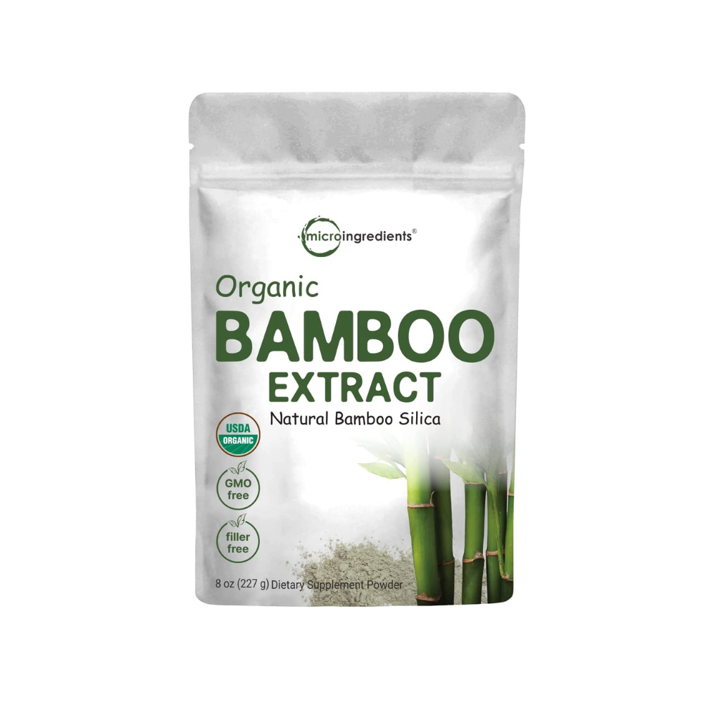 Organic Bamboo Extract Powder, 8 Ounce, Strongly Supports Healthy Skin, Nail, Hair, Joints and Bones with Minerals and Silica, Non-GMO and Vegan Friendly